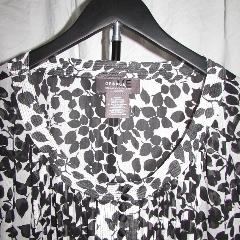 George Monochrome Leaf Print Blouse - Picture 4 of 5